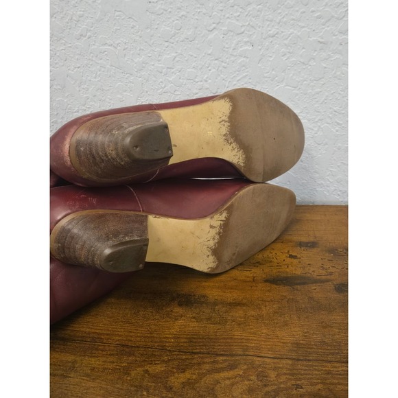 9 West Women's Burgundy Leather Knee High Boots Slouchy Style Size 6.5 - Picture 4 of 6